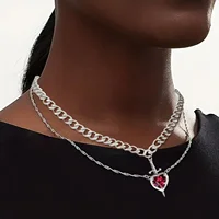 LATS 2pcs Can Be Assembled Heart and Sword Zircon Pendant Necklace for Women Men Couple Silver Gold Plated Choker Chain Jewelry - Image 6
