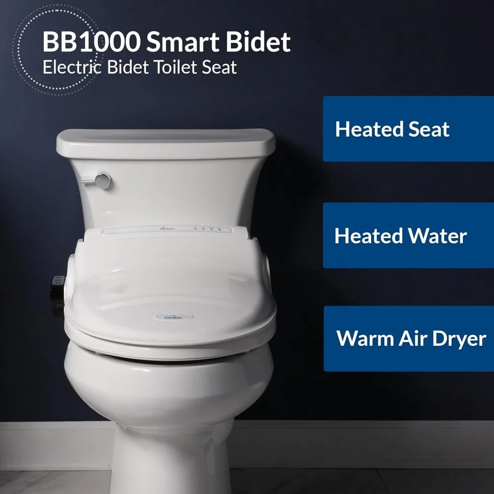 Electric Bidet Toilet Seat, Warm Water with Air Dryer, Heated Seat with Slow Close Lid, Remote Control, Elongated White 3