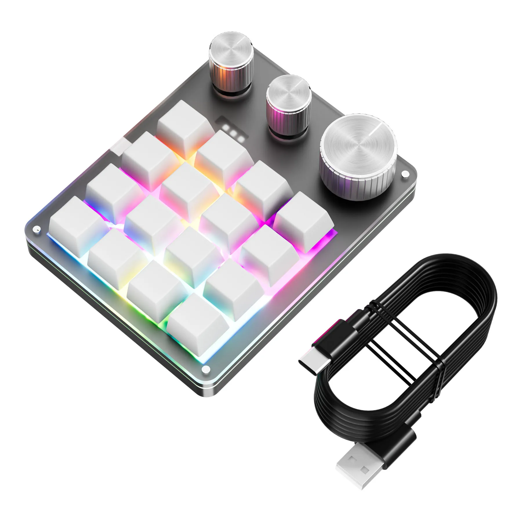 16 Tuşlu 3 Düğmeli Mekanik Oyun Klavyesi USB Kablolu Bluetooth/Kablosuz Programlama Makro Mini Klavye Özel Çalışırken değiştirilebilir Tuş Takımı