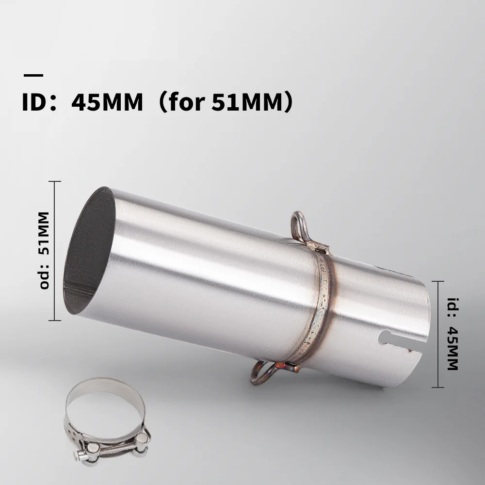 Universal Intermediate Link Pipe for Motorcycles - 51mm Diameter, Multiple Size Options
