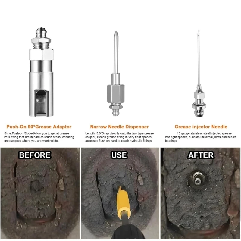 Grease Gun Professional With 90 Degree Adapters For Machinery Maintenance