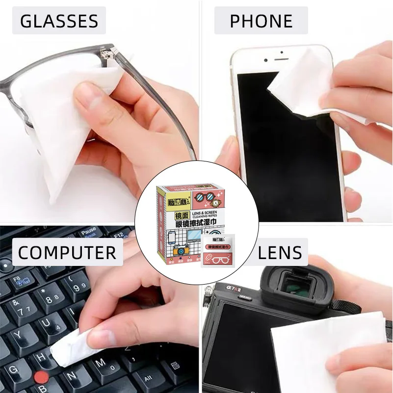 Disposable Glasses Cleaner Portable Independent Packaging Cleaning Wet Wipes Phone Screen Car Mirror Camera Lens Individual Wipi