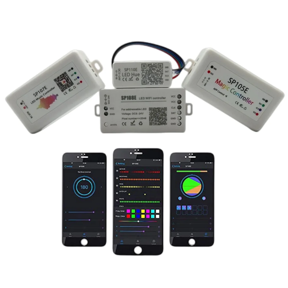 

SP107E SP105E SP108E SP110E Bluetooth/WIFI/Music Smart Led Controller For WS2811 WS2812B Led Pixels Strip DC5-24V