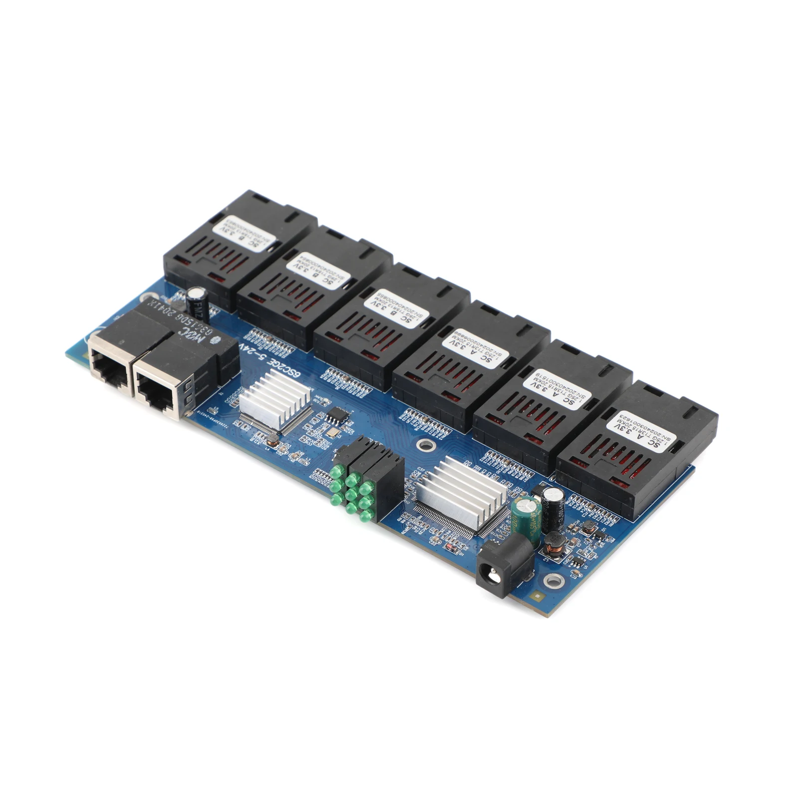 PCBA Board 100N/1000M Fiber Optic Media Converter 2 RJ45 to 6 SC 3A+3B Ports 1.25G Connector 1310nm/1550nm 20KM Ethernet Switch