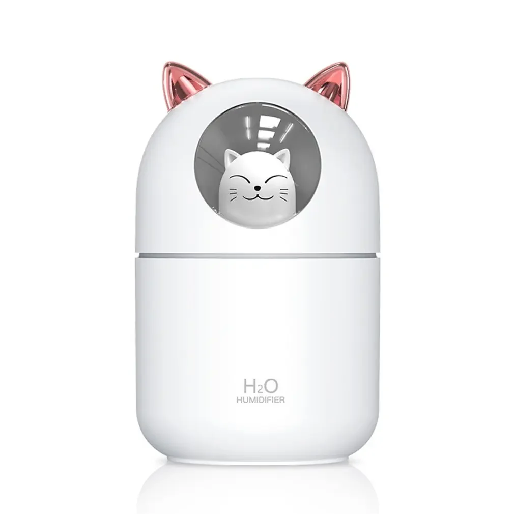 

2021 LED Light Cartoon Cat Cool Mist USB Humidifier Ultrasonic -Quiet Humidifier For Nursery Bedroom