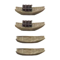 4 Pcs Micro Landscape Fishing Boat Decor Decoration Ornament Adornment Mini Plastic Retro 1
