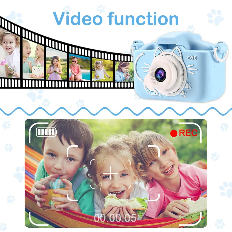 Kids Camera 20million Pixel 1080P HD Cartoon Children Digital Camera for Age3-9 Kids 2 Inch Screen Mini Camera With 32GB SD Card