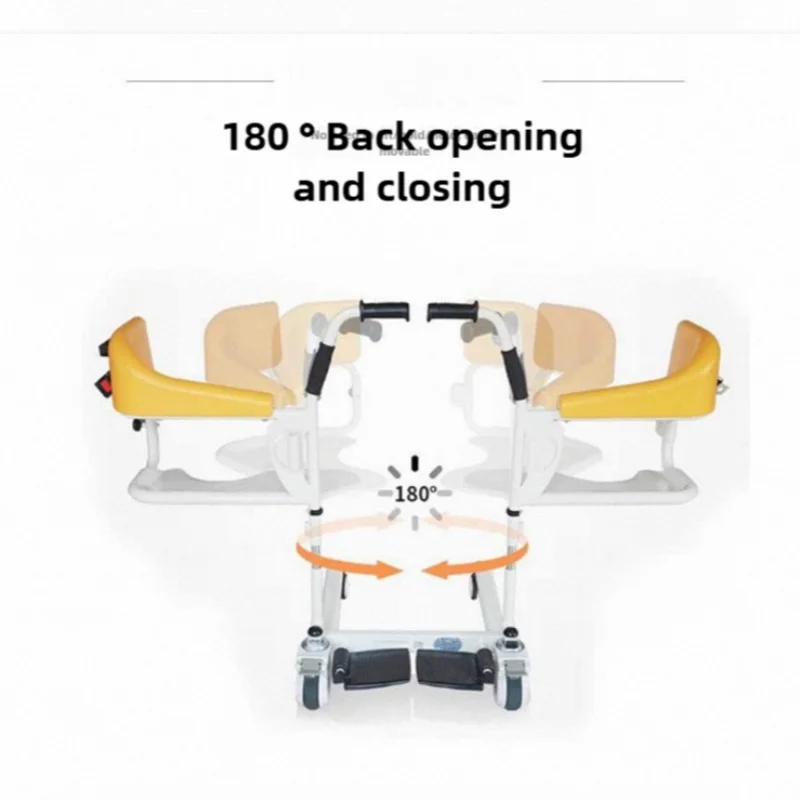 Elderly Patient Bed-Ridden Adjustable Nursing Transport Moving Hydraulic Transfer Lifter Lifting Commode Chair with Toliet 6