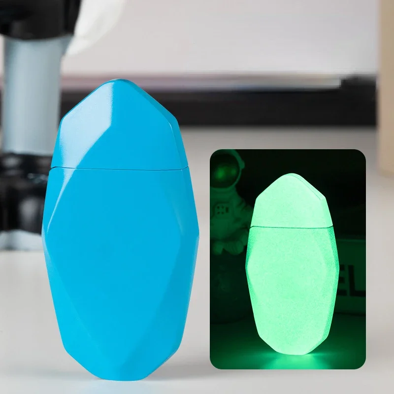 Butane Gas Lighter New Luminous Green Flame Inflatable Windproof Torch Lighter Turbo Metal Diamond Butane Lighters Cigarette Accessories butane gas lighter,cigarette lighter