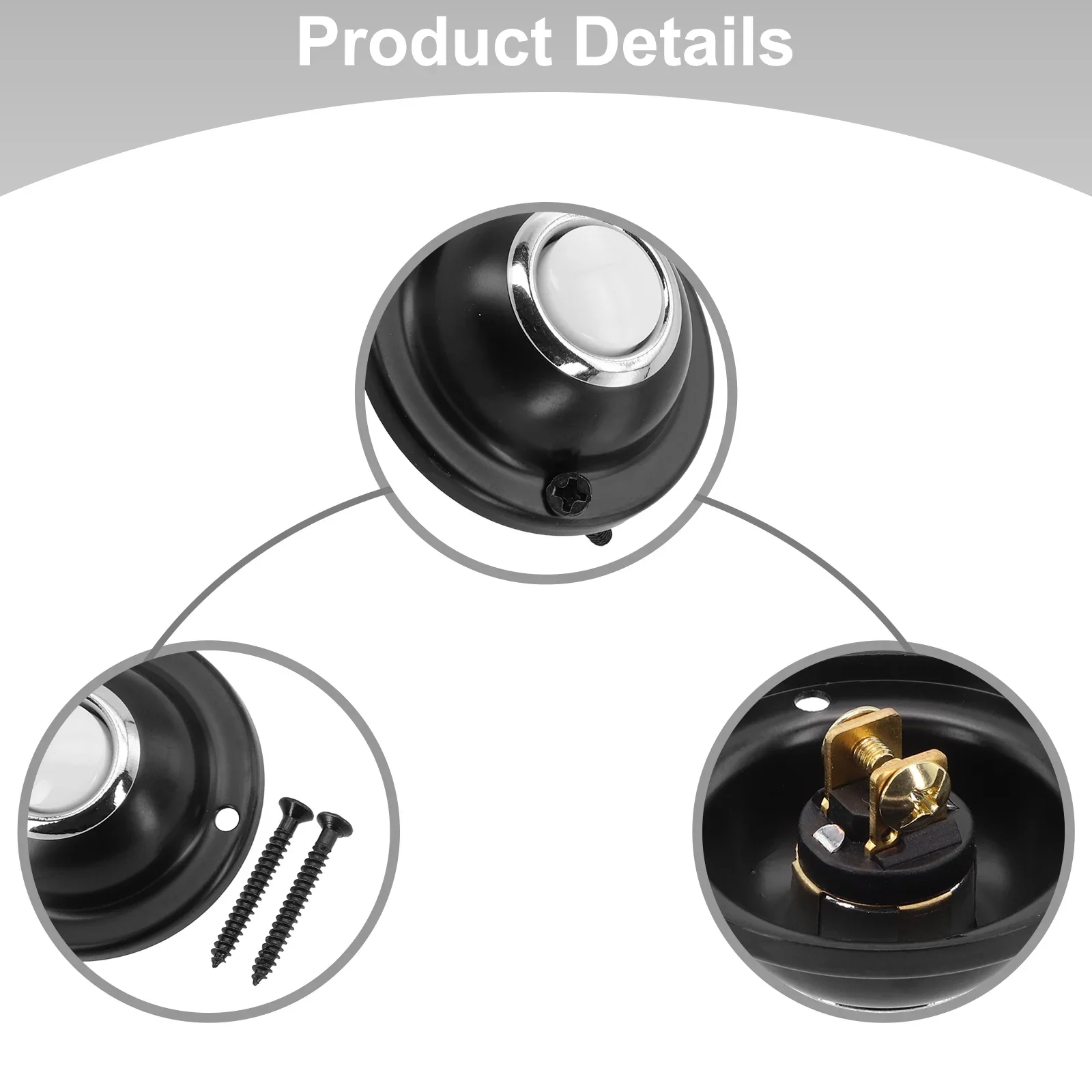 1pcs Round Metal Doorbell Push Button Black Wired Lighted Up LED Home Front Door 1.5 Inches Two Holes Doorbells