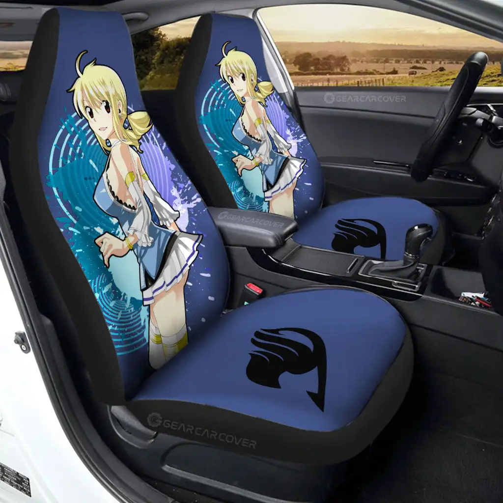 

Anime Waifu Girl Lucy Heartfilia Car Seat Covers Fairy Tail Anime Car Accessories, Universal Front Seat Protective Cover