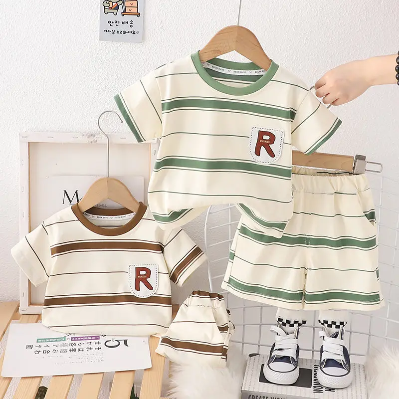 

Summer Children Boys Clothing Kids Causal Strips T-Shirt Shorts 2Pcs/Set Toddler Sport Suits Baby Cotton Tracksuits 0-5 Years