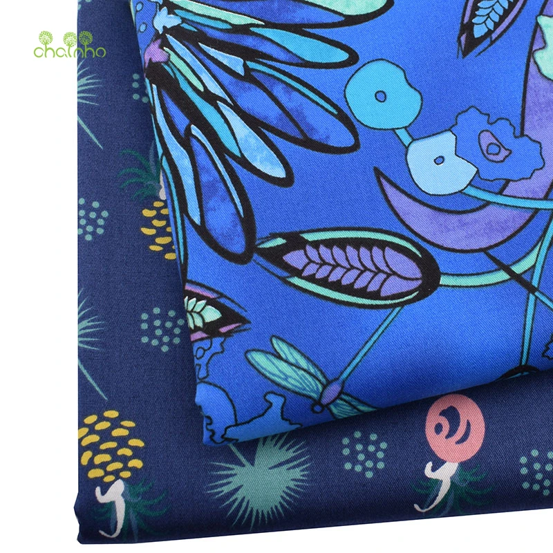 Royal Blue Flowers,Printed Twill Cotton Fabric,DIY Sewing & Quilting Home Textiles Material For Baby & Children's Bedding,Skirt