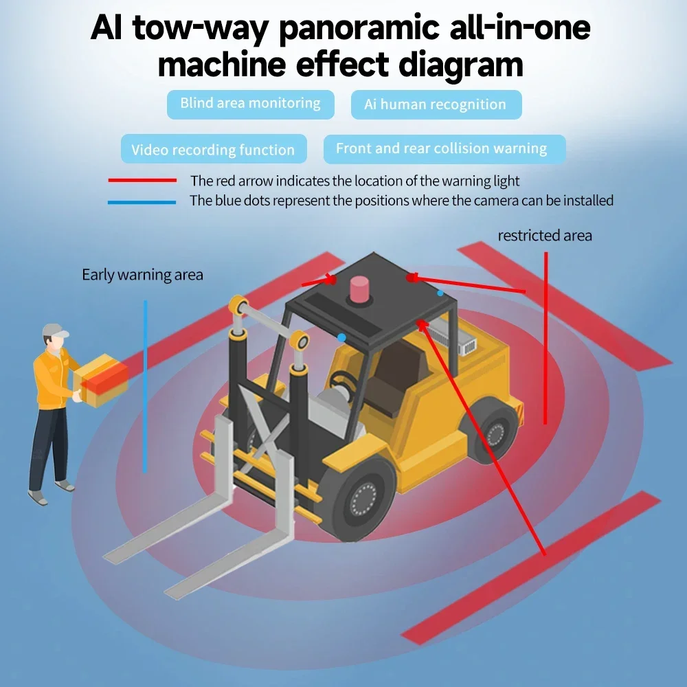 지게차 경보 시스템 AI 모니터링 시스템 엔지니어링 차량 변조 방지 버저 음성 알람, 지게차 충돌 방지 시스템