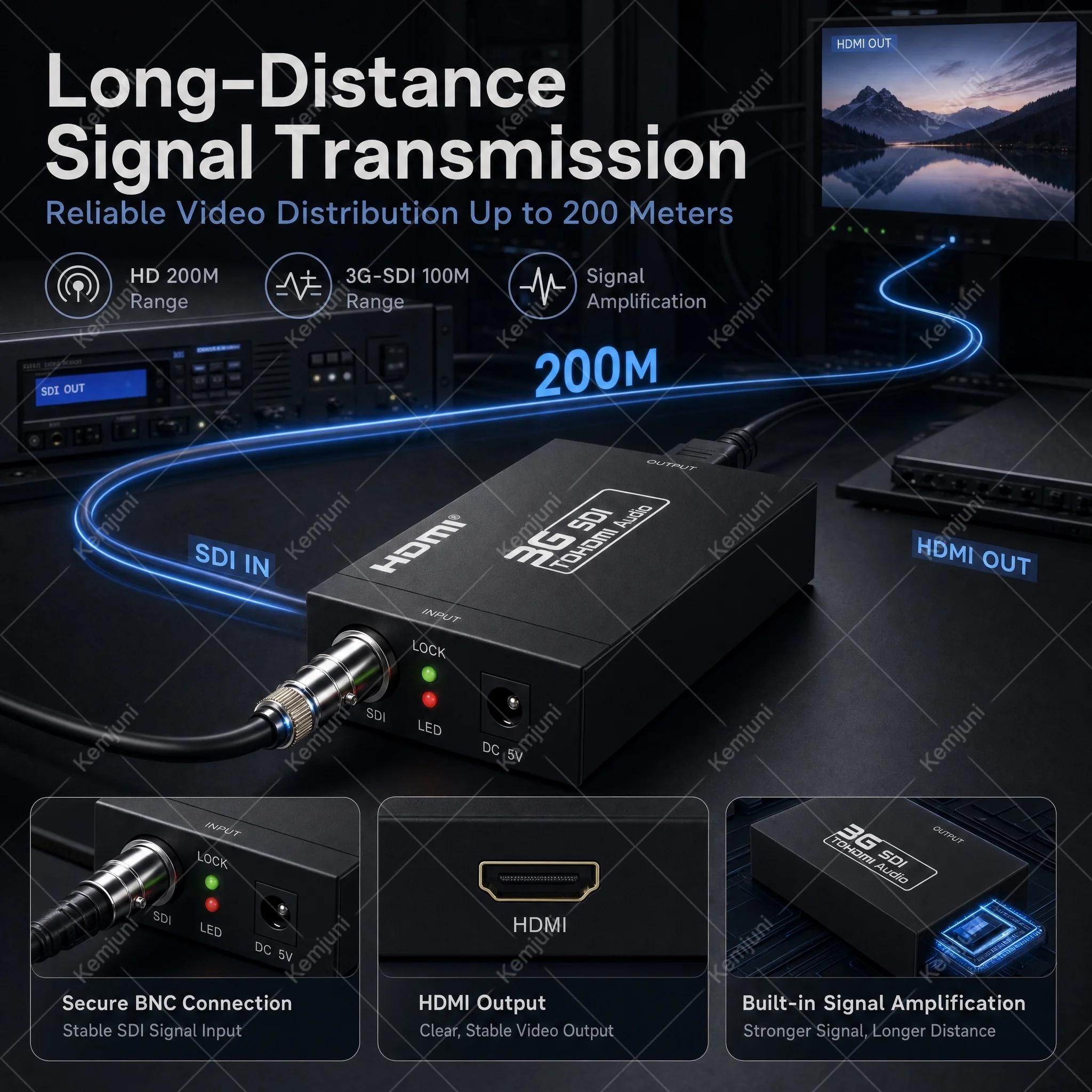 SDI-HDMI 변환기 3G-SDI 방송 등급 HD 1080P/60HZ 감시 카메라 화상 회의 라이브 스트리밍에 적합