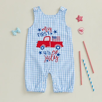 Independence Day Plaid Overalls 1