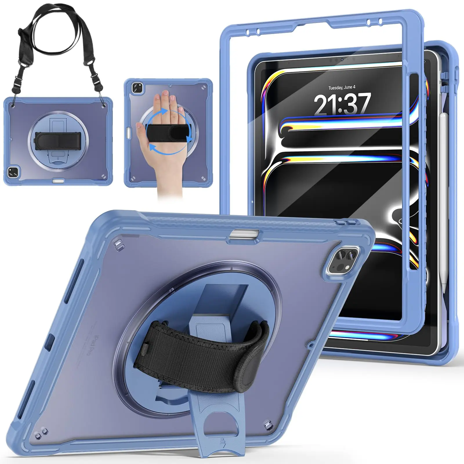 Heavy Duty Shockproof iPad Case with Shoulder Strap - Versatile Protection for iPad Air, Pro, and Mini