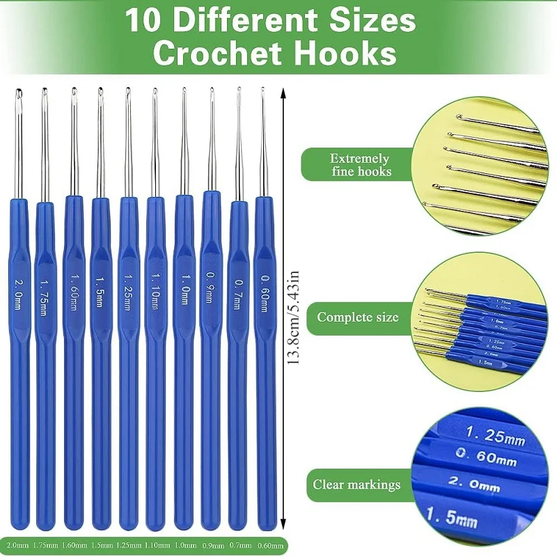 BUDDUR 멀티 컬러 크로셰 후크 키트, 솔기 리퍼 및 뜨게 바늘, 원단 직조 DIY 수제 공예 액세서리 세트