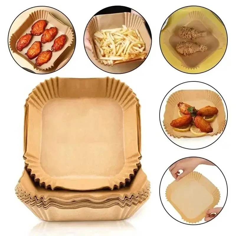 Disposable Air Fryer Paper Non-Stick Kitchen Baking Airfryer Mat Oilproof Micro-wave Barbecue Pad Baking Paper Liner Accessories air fryer paper