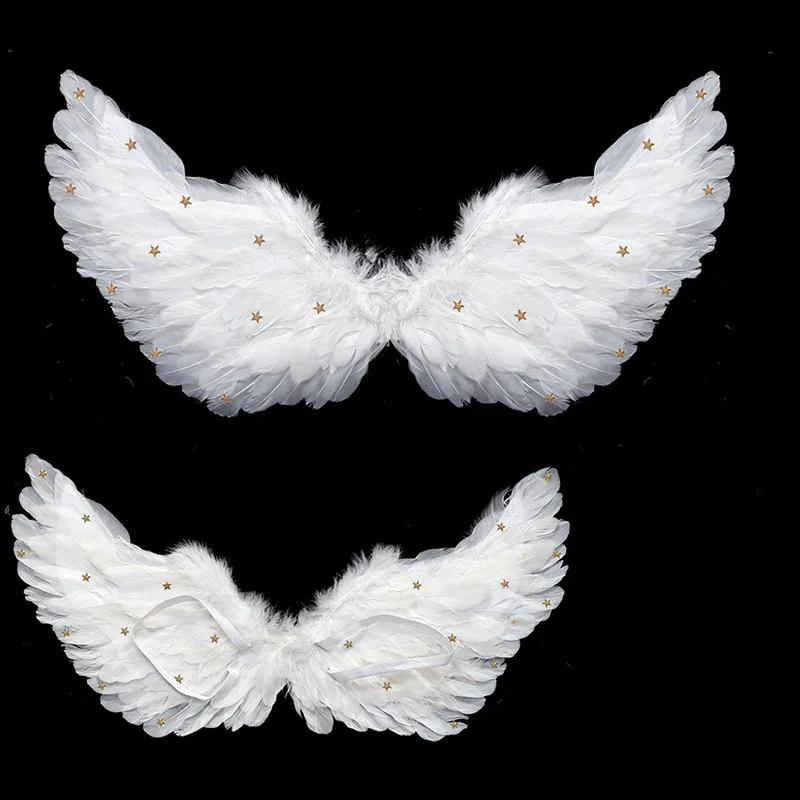 

Black White Angel Feather Wings Devil Fancy Dress Fairy Costume Star Hen Party Decoration Props Cosplay Birthday