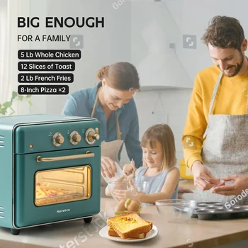 Neretva Air Fryer Toaster Oven Combo, BPA Free Stainless Steel Toaster Oven Air Fryer Combo Larger 21Qt & 360° Rapid Heating Air 4