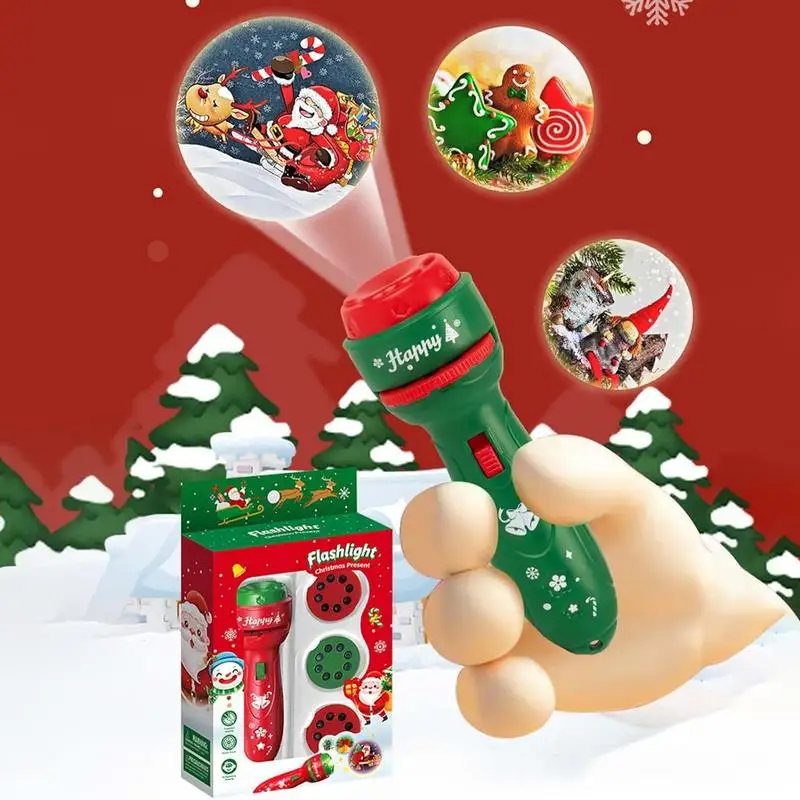 Christmas Handheld Flashlight projection lamp early education toys Image recognition cognition fun cartoon projector gifts kid