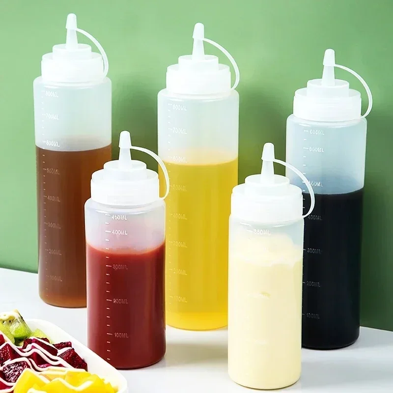 Ketchup BBQ Sauces Olive Oil Bottle Large Squeeze Condiment Bottles with NozzlesDispenser Squeeze Sauce Bottle Kitchen Gadget