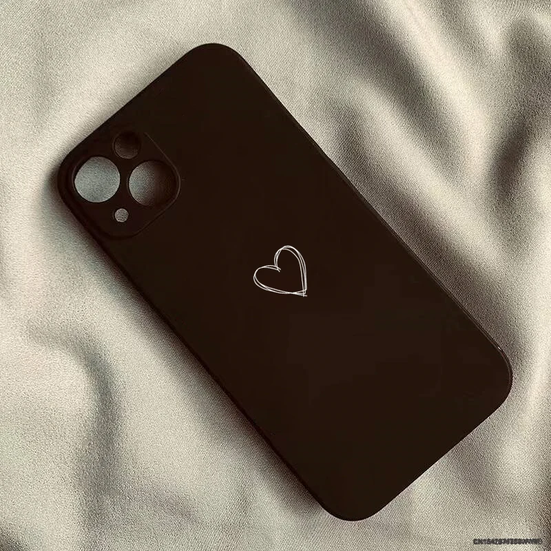 Simple Cute Love Heart Couple Phone Case For iPhone 16 Pro Max 17 14 15 11 13 12Mini XR XS 8Plus Kawaii Soft Silicone Cover Bag — view 2