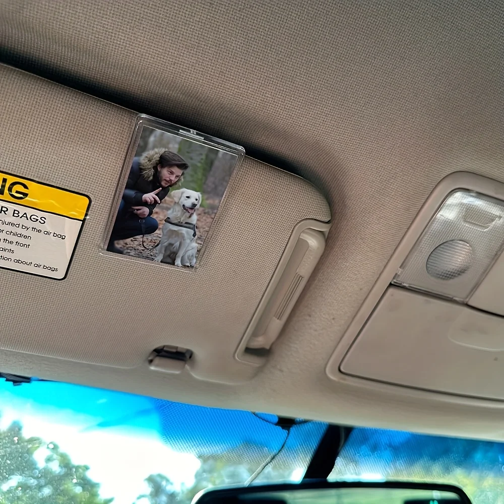 Custom Sun Visor Photo Clip Scratch Resistant Personalized Photo Frame Tool-Free Installation No Charging Required
