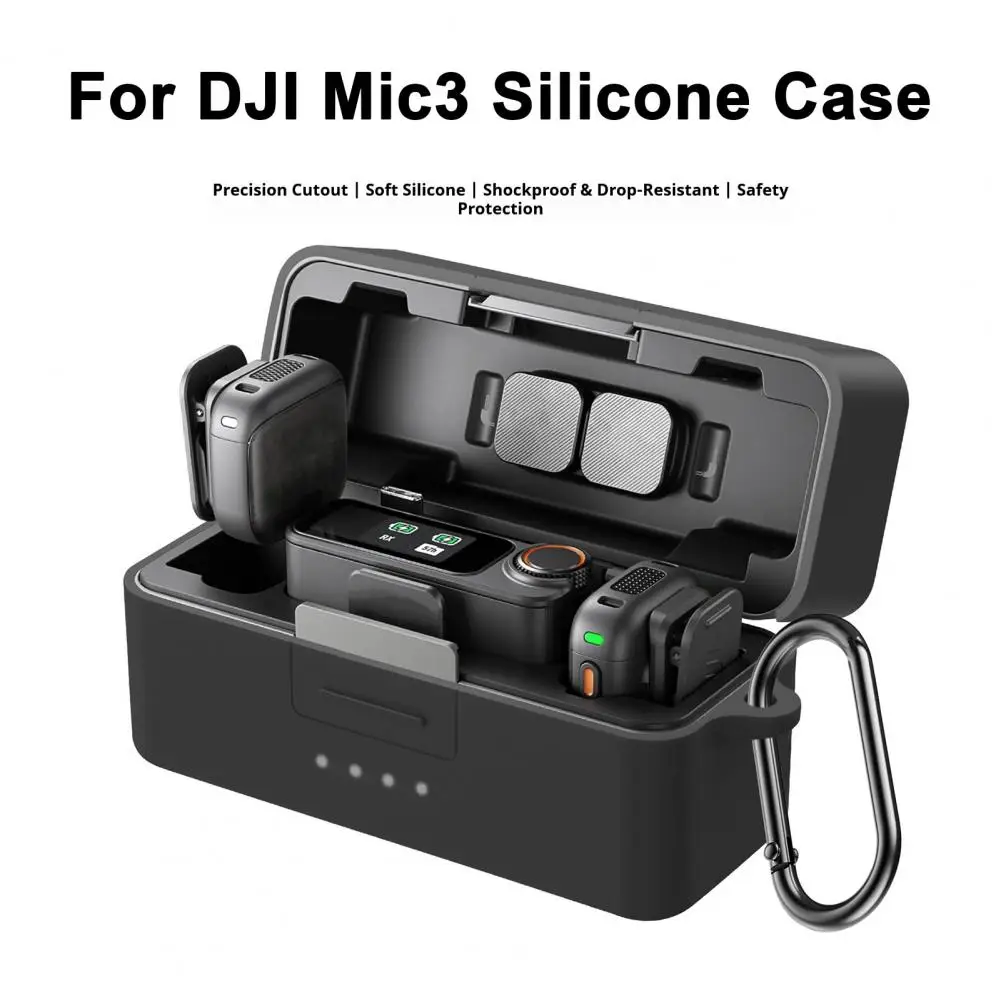 충전 케이스 보호대 실리콘 보호 케이스 충전용 Dji Mic 3 무선 마이크용 충격 방지 실리콘 케이스