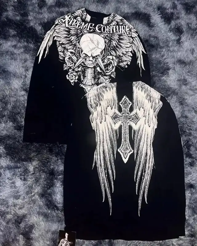 Fashionable Men's Autumn Personalized Skull Letter Print Micro Elastic Comfortable Long-Sleeved T-Shirt Outdoor Street Style Top - Image 4