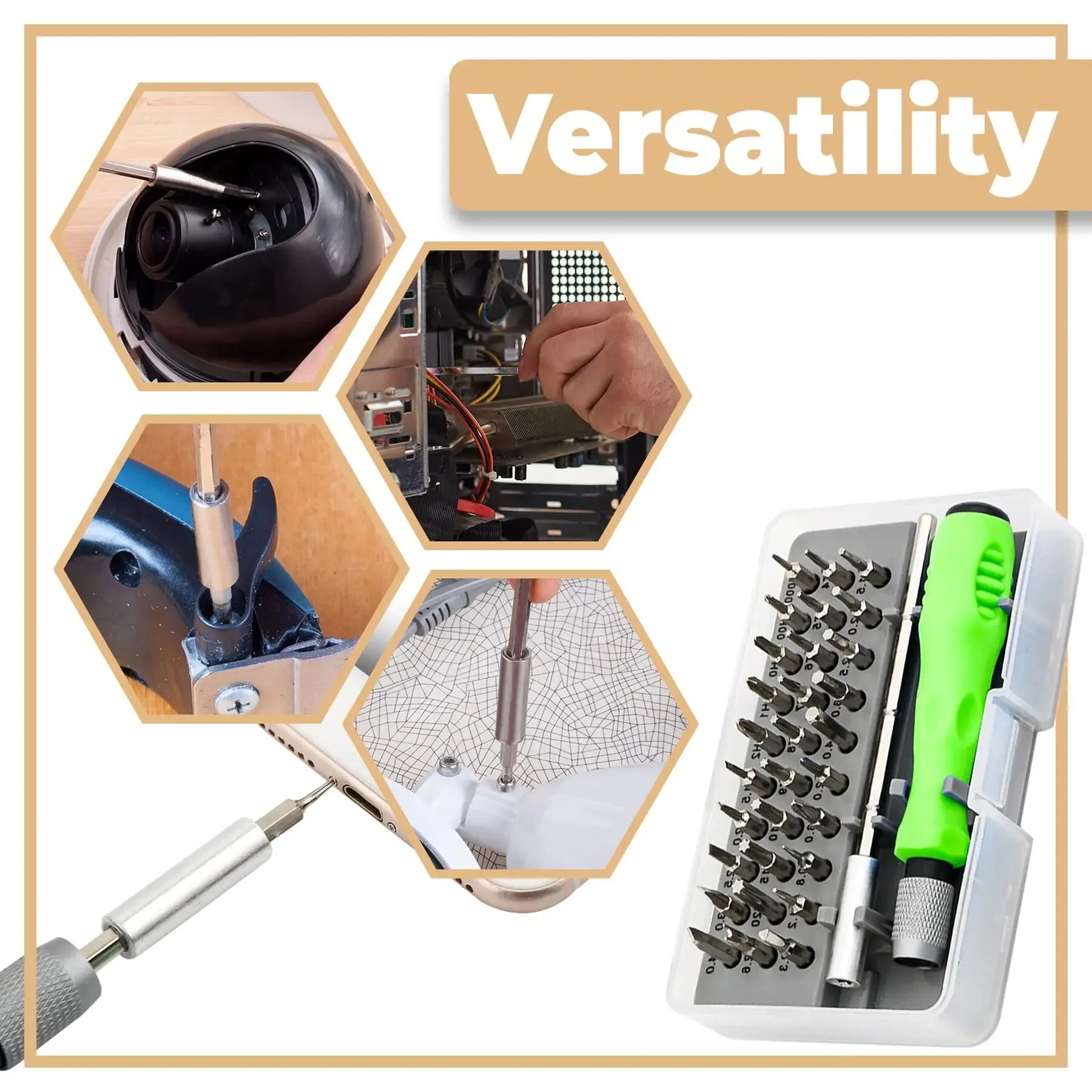 Mini 32-in-1 Precision Screwdriver Set Magnetic Phillips Bits Multifunctional Hand Repair Tool Kit for Phone Watch Glasses PC 2