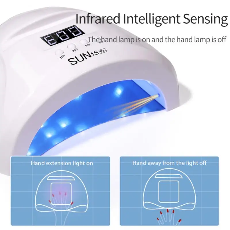 네일 건조용 UV LED 램프, 네일 광택제 타이머, 자동 센서, 네일 드라이어, EU/USB 플러그, 큐어 젤, 36 W, 96W