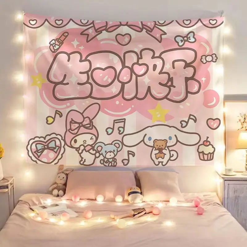 Kawaii Sanrio Hello Kitty Cinnamoroll My Melody Birthday Background Ins  Style Wall Covering Party Decorate Child Girl Gift - AliExpress