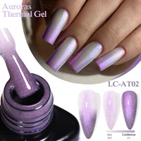 LILYCUTE Color Changing Auroras Thermal Gel Nail Polish Nude Purple Glitter Sparking Long Lasting Manicure Nails Art Gel Varnish 1