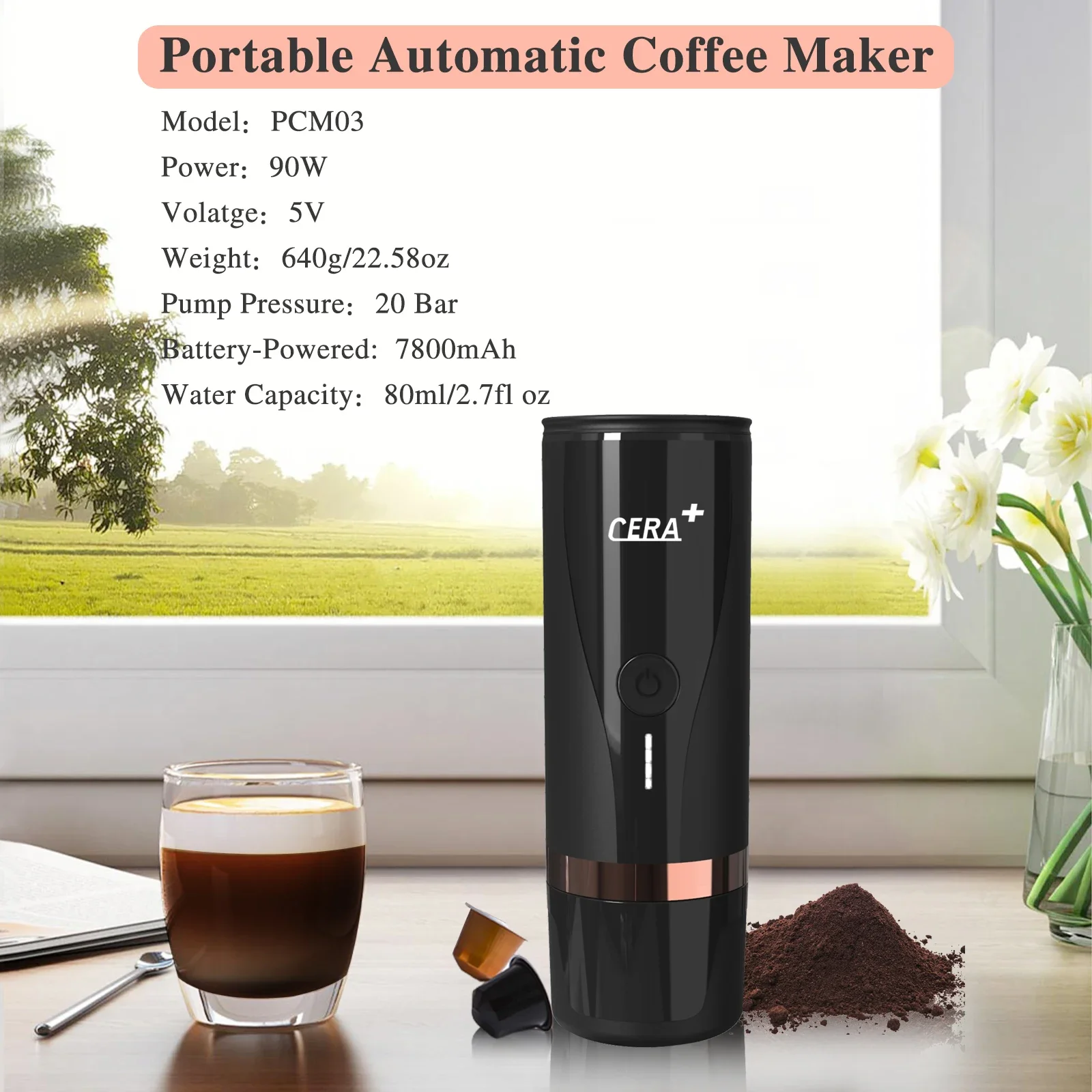 Portable Black Electric Coffee Machine Automatic Manually Operated Portable Espresso Coffee Machine 5