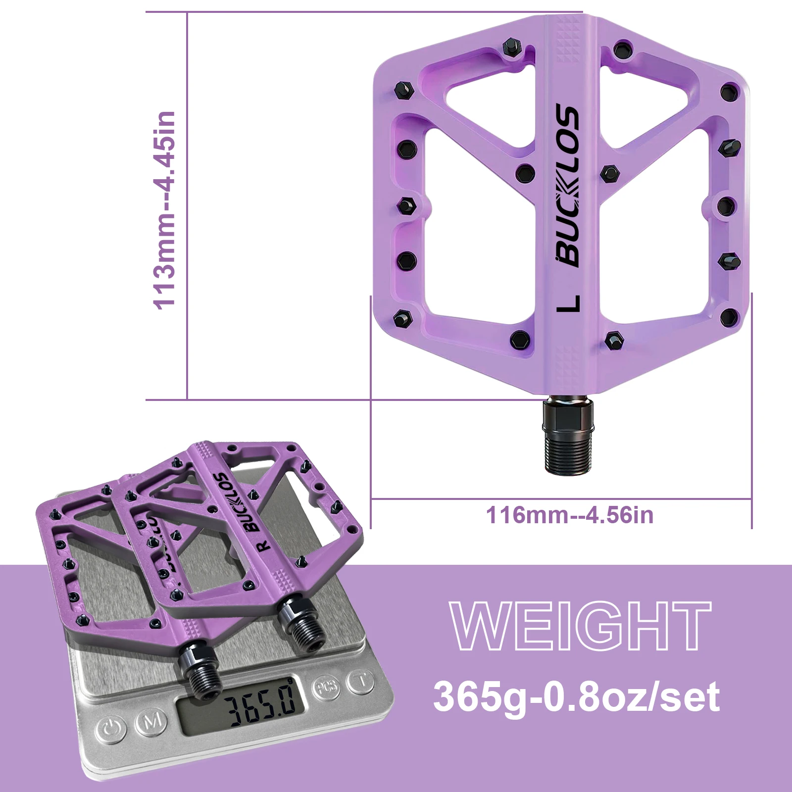 BUCKLOS Durable Nylon Flat Bike Pedals with Sealed Bearings