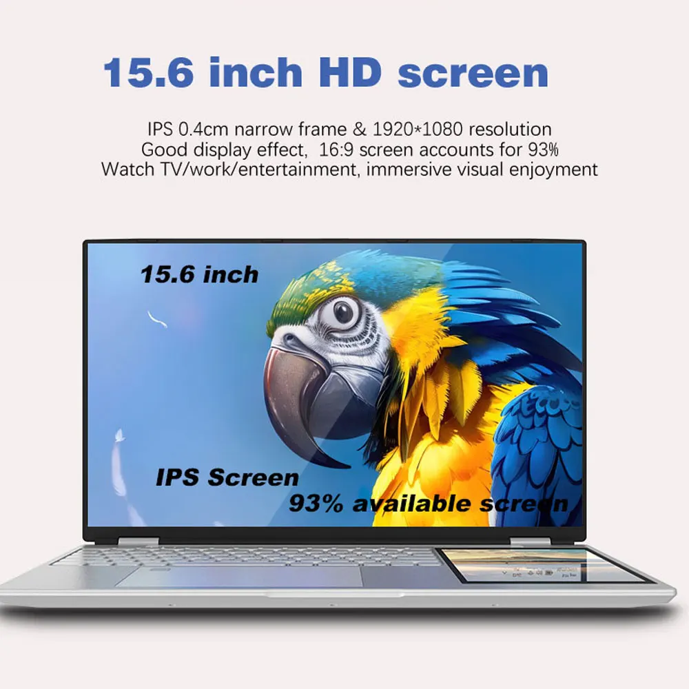 Dual Screen Laptop 7 Inch Touch Screen Metal Case RGB Backlit Fingerprint Unlock Window 11 Ultrathin Notebook