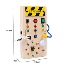  Montessori Busy Board Sensory Toys Wooden With LED Light Switch Control Board Travel Activities Children Games For 2-4 Years Old 