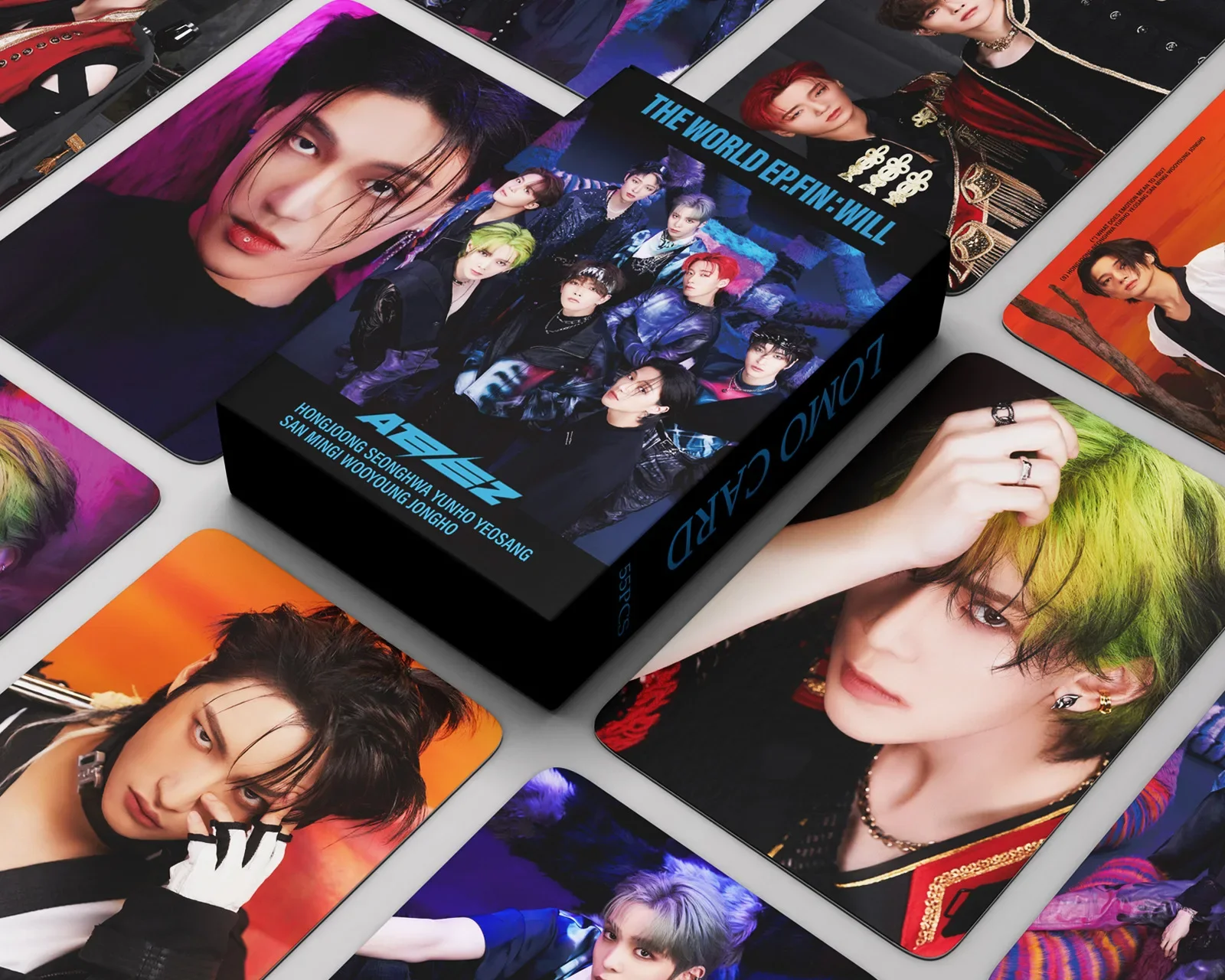 

55pcs/set KPOP ATEEZ New Photo Album THE WORLD EP FIN WILL Lomo Cards
