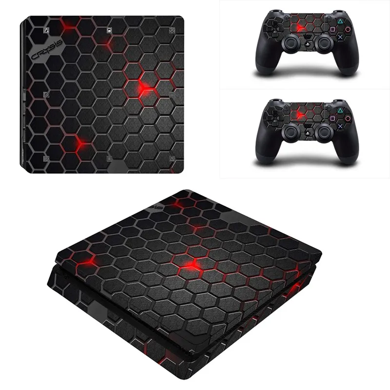For PS4 Slim Vinyl Sticker For Sony Playstation 4 Slim Console+2 controller Protetive Sticker case For PS4 Slim Accessories 