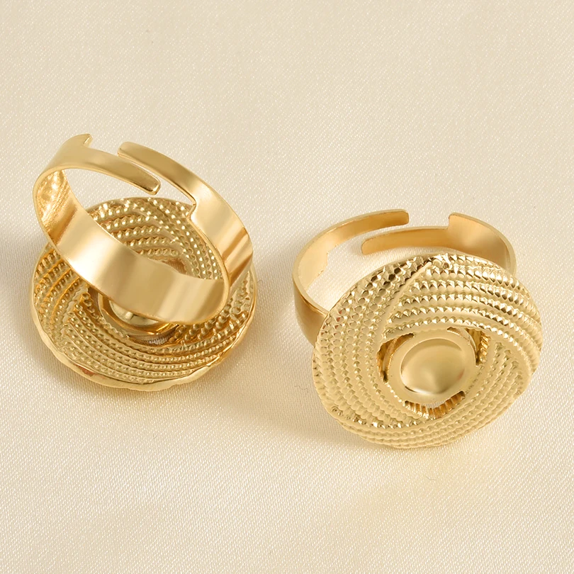 1/2 stücke Mix Persönlichkeit Lotus Blume Blank Einstellungen Cabochon Ring Edelstahl Offene Einstellbare Ringe Für Frauen Männer DIY schmuck – Detail 6