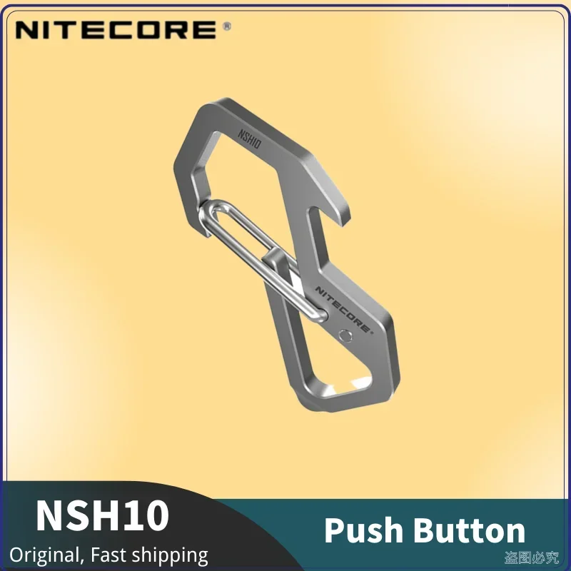 Titanium Snap Hook NITECORE NSH10 Push Button Hanging Too Multiuse Titanium Snap Hook Figure 8 Buckle Hang Buckle 45 Degress Elastic Spring Gate