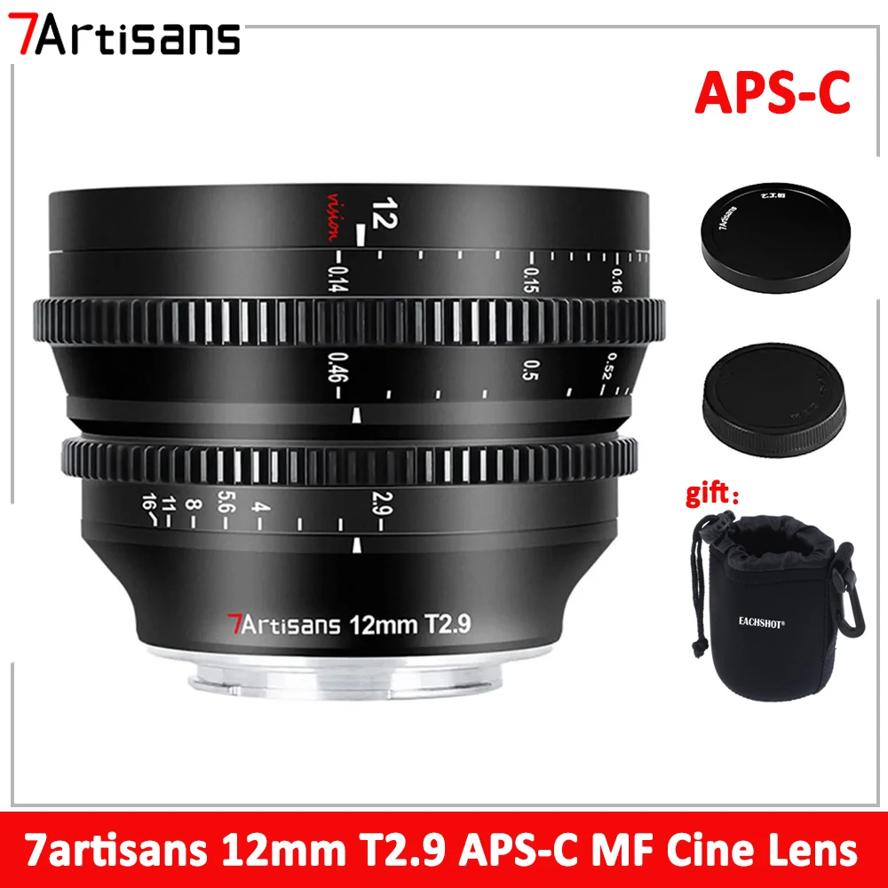 7 Artigiani 12Mm T2.9 Aps-C Mf Cine Lens Per Sony E Fujifilm X M43 Mount Nikon Z Canon Rf L Mount Obiettivo Della Fotocamera