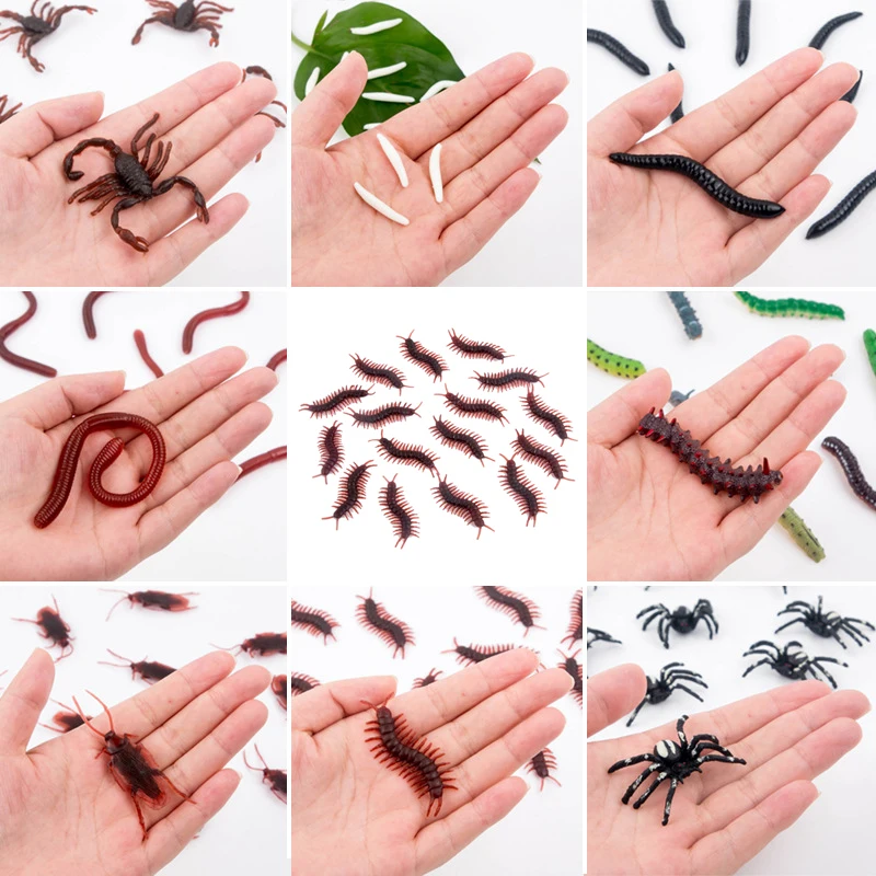 

10/20PCS Realistic Twisted Worm Simulation Caterpillar Insect Cockroach Centipede Scorpion Prank Tricky Gag Practical Joke Toy