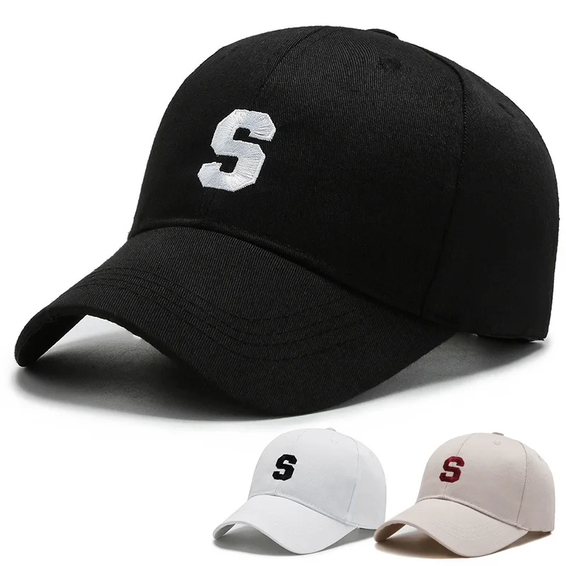 Baseball Hat Cotton Women Baseball Cap Male Casual Embroidery Letter S Sun Hats Spring Summer Unisex Fashion Solid Color Simple Hip Hop Caps