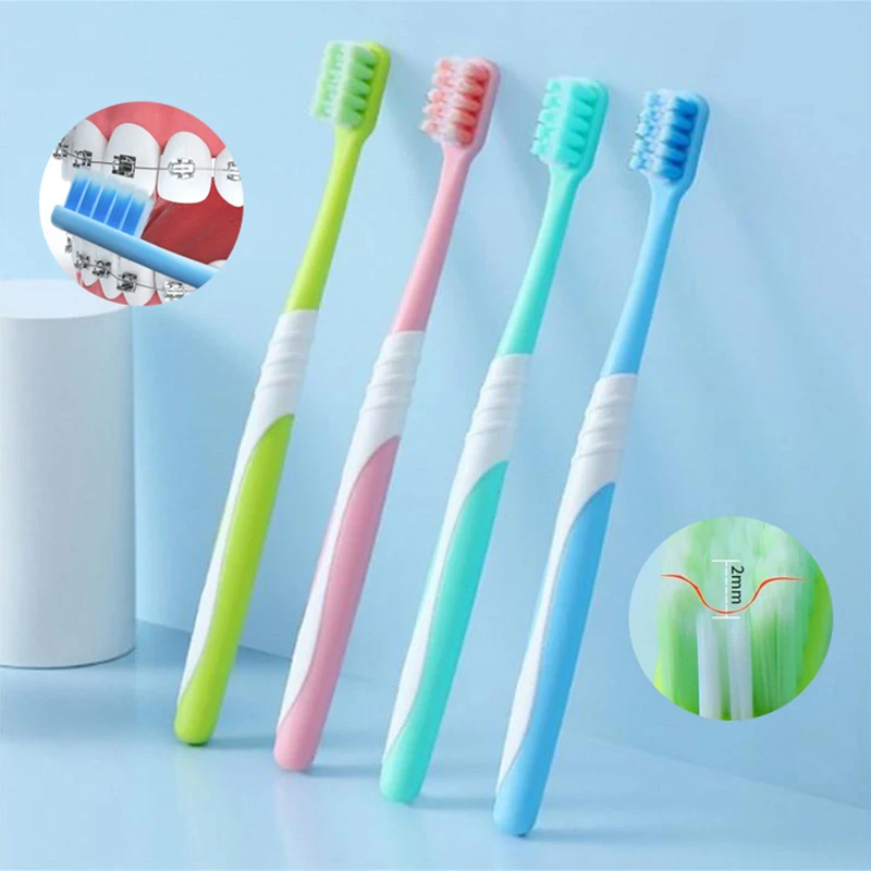 

1pc Concave Soft Bristle Orthodontic Toothbrush Portable Travel Brush Bristle Teeth Deep Cleaning Dental Oral Care
