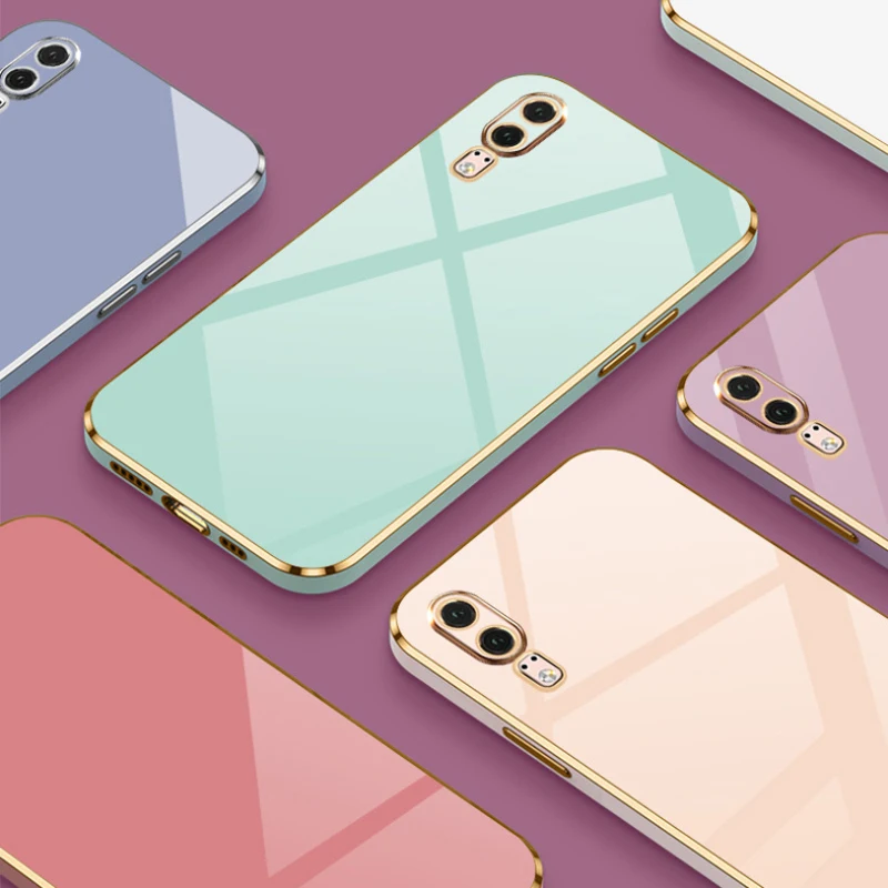 Per Huawei P20 Custodia Placcatura Quadrata Di Lusso Eml-L29C, Eml-L09C Eml-L29, Eml-L09 Custodia Per Telefono Cover Posteriore In Silicone Antiurto F