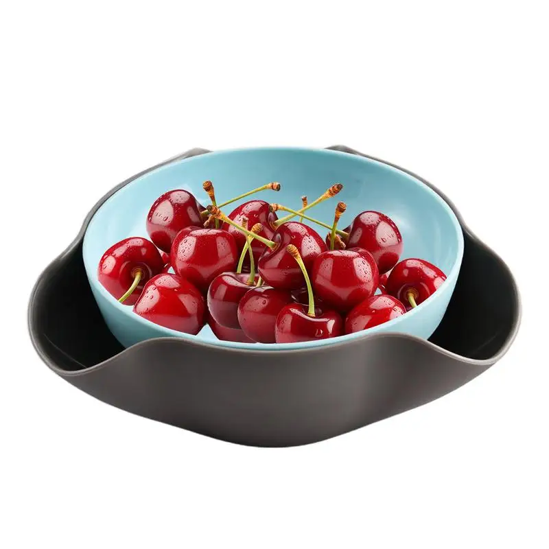 Double Layer Snack Bowls Dish Nut Serving Storage Bowl Pistachios Bowl with Shell Storage Round Snacks Dish for Cherries Popcorn