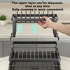 2025 NEW Kitchen plate storage box with drainboard above sink countertop tableware storage rack tableware drying rack adjustable 5